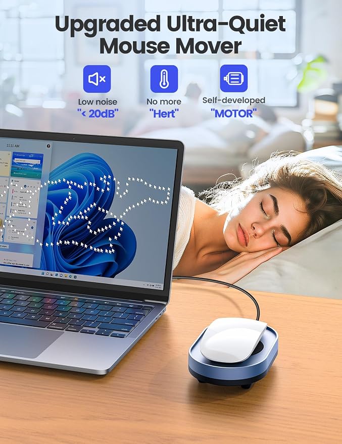 Vaydeer Undetectable Mouse Mover, M3 Mouse Jiggler Device with ON/Off Switch, Driver-Free Shaker Wiggler Mouse Movement Simulation for Computer Awakening, Gift Ideal for Men/Women (Light Purple)