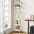 Hzuaneri Ladder Shelf, Bookshelf Bookcase, Freestanding Corner Storage Shelve with 2 Hooks for Home Office, Living Room, Kitchen, Bedroom, Industrial, 6-Tier White BC13313W