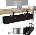 KEEGH No Drill Under Desk Cable Management Tray - 28" Cord Management Under Desk - Clamp/Screw Mount - Support Upto 70lbs - Fabric Wire Management - Gaming/PC Cable Tray Cord Hiders for Office/Home