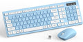 Wireless Keyboard and Mouse Combo, Full-Sized Wireless Keyboard and Adjustable DPI Mouse, 2.4GHz USB Receiver, Keyboard and Mouse for PC, Windows, Desktop, Laptop (Sky Blue-A)