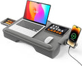 SAIJI Lap Desk with Cushion, Computer Laptop Stand, Lap Laptop Table, Built-in Drawer Storage, Phone Holder, Wrist Pad