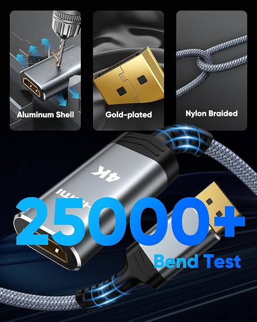 Highwings 4K DisplayPort to HDMI Adapter 2-Pack, Uni-directional Display Port DP to HDMI Nylon Braided Adaptor Converter Male to Female, for AMD NVIDIA Dell HP Laptop HDTV Monitor Projector, [Passive]