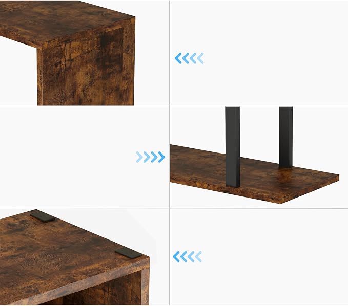 Yusong Geometric Bookcase, S Shaped Bookshelf 6-Tier Book Shelves for Bedroom, Modern Wood Decorative Display Shelf Tall Book Case for Home Office, Bown and Black
