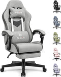 N-GEN GAMING Gaming Chair Video Game Computer Office Desk Use Ergonomic Reclining Backrest Adjustable Armrests Lumbar Support Footrest High Density Foam Breathable Fabric Heavy Duty Base (Grey)