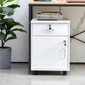 OFCASA 2 Drawer File Cabinet with Lock, Small Rolling Filing Cabinets for Home Office, Wood Under Desk File Cabinet with Wheels, Mobile Storage Organizer, Printer Stand for Letter/Legal, White