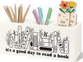 Bookmark Holder Decor Wooden Pen Pencil Holder for Desk, Book Club Gifts It's a Good Day to Read a Book Wood Makeup Brush Toothbrush Holder Organizer for Reading Corner Bedroom