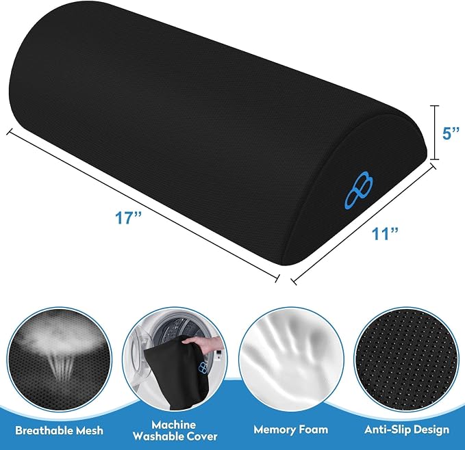 StepLively Foot Rest Ergonomic Pillow for Under Desk at Work, Anti-Fatigue Footrest Support Pillow for Fatigue & Pain Relief, Comfortable for Office Chair, Car Seat & Gaming Chair - Black