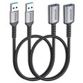 USB 3.0 Extension Cable [1.5FT 2Pack] Nylon Braided USB A-Male to A-Female Extender Compatible with Webcam, Camera, Hub, Mouse, Keyboard, Hard Drive, Headset,Gamepad, Printer, Memory Disk.