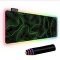 RGB Mouse Pad LED Desk Mat Large Gaming Mousepad Black and Green Line Design, Keyboard Pad XL Mouse Mat for Home and Office