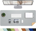 AFIING Cork Desk Mat, 35.4" x 17", Light Grey,Desk pad Protector | Dual-Sided Cork & PU Leather, Large Mouse Pad, Non-Slip & Waterproof