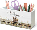 DILSJ Squirrel Inspirational Pen Pencil Holder Organizer For Desk, Squirrel Gifts, Rustic Floral Live Like Someone Left The Gate Open Wooden Box Signs For Home Office Desk Tabletop Decoration