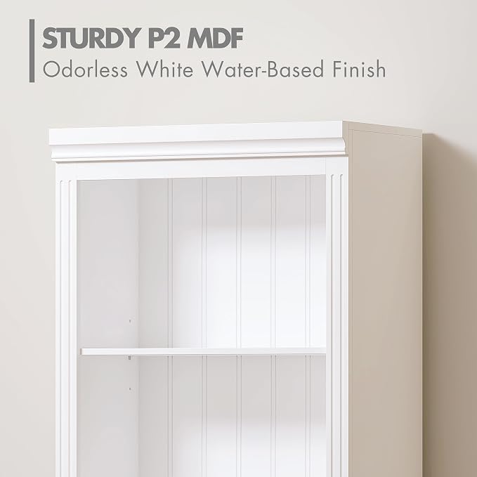 Spirich 5 Tier White Bookshelf, Tall Bookshelf with Storage, Open Wooden Book Shelf, Modern Large Bookcase for Living Room, Home Office, Dinning Room