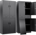 BESFUR Metal Storage Cabinet with 2 Drawers 4 Doors and 2 Adjustable Shelves Garage Storage Cabinet with Lock 71" Office Storage Cabinets Locking Cabinets for Garage Office Shop Home (Black)