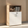 File Cabinet with Password Lock, Wood Lateral Filing Cabinet for Letter/A4 Files, 3 Drawer with Door, Printer Stand with Open Shelves for Home Office