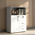 File Cabinet with Password Lock, Wood Lateral Filing Cabinet for Letter/A4 Files, 3 Drawer with Door, Printer Stand with Open Shelves for Home Office