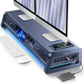 Vaydeer All-in-One Dual Monitor Stand Riser with 2 Drawers, 8USB Ports and Wireless Charging Pad with LED Light Strip for 2 Monitors , Desk Organizer for PC, iMac (Metal, 39.3 inches)