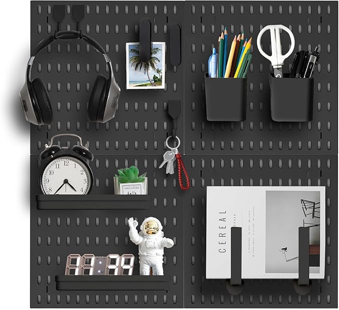 Revamp Your Space With A Versatile Pegboard Kit - Effortlessly Organize Home, Office, And Gaming Setup With Customizable Hanging Solutions (Black)