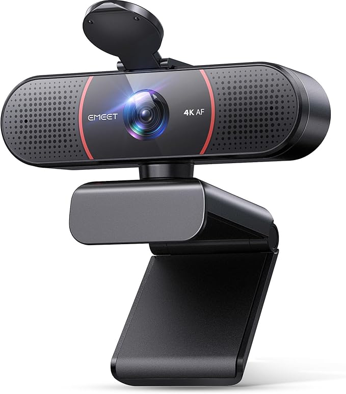 EMEET C960 4K Webcam for PC, 4K UHD CMOS Sensor, PDAF Auto Focus, Dual Omnidirectional Mics, Auto Light Correction, 73° FOV, Plug&Play Webcam w/Privacy Cover, Works w/Zoom/Teams/Skype/Google Meet