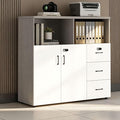 File Cabinet with Password Lock, Wood Lateral Filing Cabinet for Letter/A4 Files, 3 Drawer with Door, Printer Stand with Open Shelves for Home Office