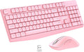 memzuoix Wireless Keyboard and Mouse Combo, 2.4G Full-Size Ergonomic Set with 1400 DPI Mouse, Lag-Free USB Receiver, 6-Month Battery Life for PC/Laptop/Windows/Mac (Pink)