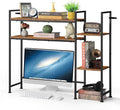 YBING Desktop Bookshelf, Desk Hutch Dorm, 4 Tier Desk Organizer Shelf Wood Over Computer Desk Shelves Multipurpose Desk Top Storage Display Rack for Home Office, Rustic Brown