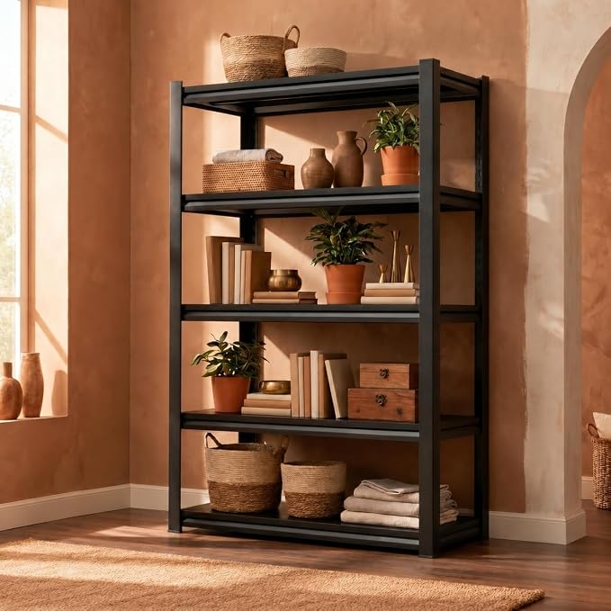 3 Tier Metal Bookshelf, Adjustable Tall Bookcase, Heavy Duty 1800 LBS Modern Deep Book Shelf, Bolt-Free Storage Shelves for Living Room, Home Office, Garage, 31.5" Wx 13.8" Dx 31.5" H