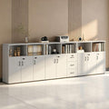 File Cabinet with Password Lock, Wood Lateral Filing Cabinet for Letter/A4 Files, 3 Drawer with Door, Printer Stand with Open Shelves for Home Office