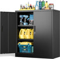 BESFUR Metal Storage Cabinet with Lock and 2 Adjustable Shelves, 36" H Locking Storage Cabinet for Home, Office, Garage, Utility Room and Basement(Black)
