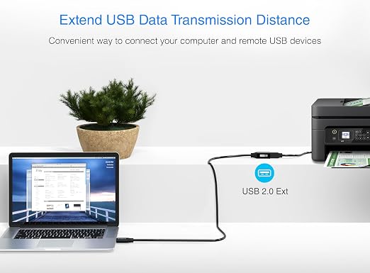 BlueRigger 2.0 USB Extension Cable 3FT (USB Extender Cord, 480 Mbps, Male to Female) Short USB Extension Cord for Webcam, VR Headset, Printer, Hard Drive, Keyboard, Mouse