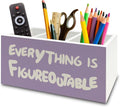 Purple Inspirational Pen Pencil Holder Organizer for Desk, Inspirational Gifts for Women, Everything Is Figureoutable Motivational Wooden Box Sign for Home Office Desk Tabletop Decorations