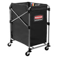 Rubbermaid Commercial Products, Collapsible X Cart, Black, Steel 4 Bushel Bin, Commercial Laundry Cart with Wheels for Hotel/Nursing Home/Home/College Easily Move Laundry/Supplies/Groceries