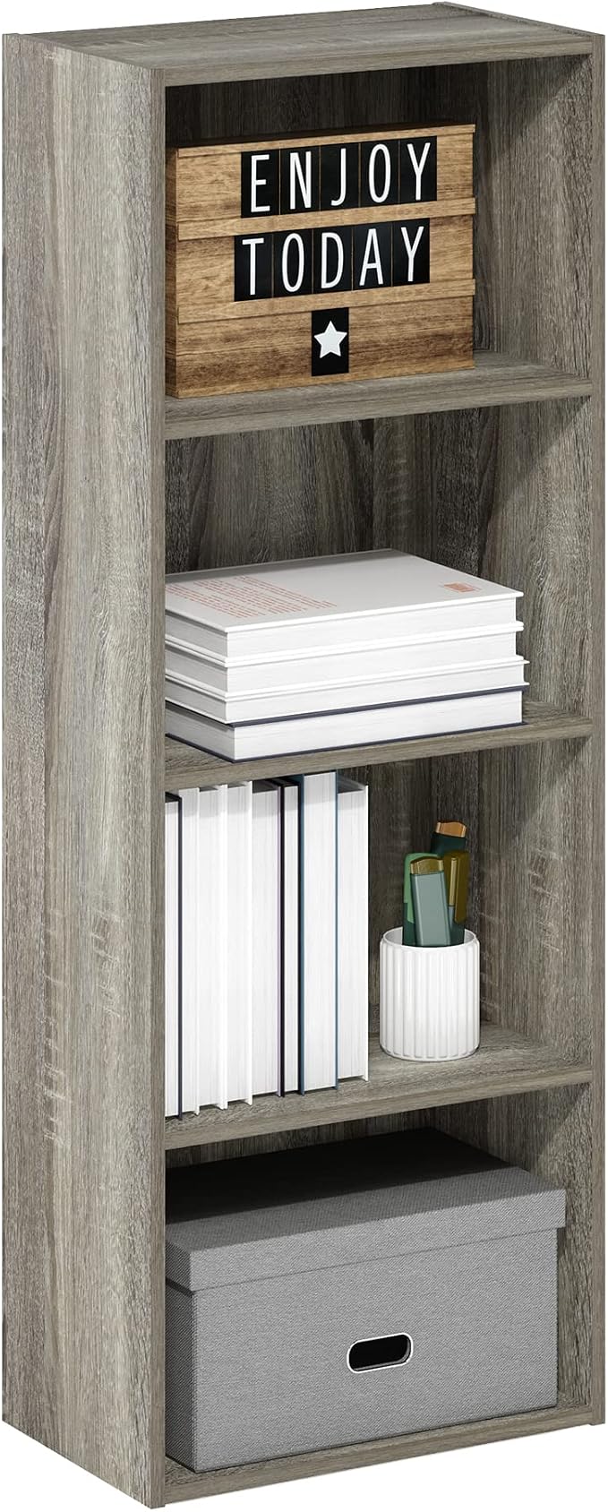 Furinno Luder Bookcase / Book / Storage, 4-Tier, French Oak