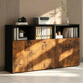 File Cabinet with Password Lock, Wood Lateral Filing Cabinet for Letter/A4 Files, 3 Drawer with Door, Printer Stand with Open Shelves for Home Office