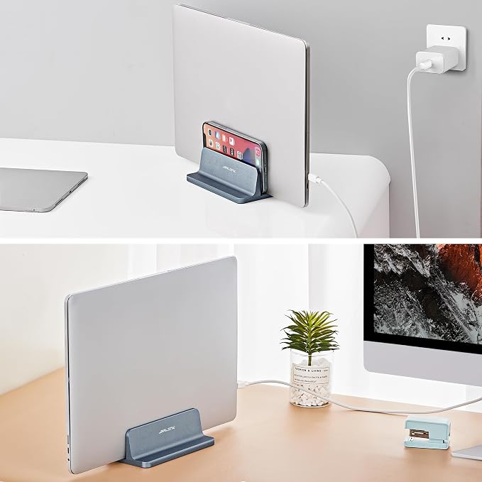 JARLINK Vertical Laptop Stand, Aluminum Laptop Holder Desktop Stand with Adjustable Dock Size (up to 17.3 inches) Compatible with All MacBook/Surface/Dell/Gaming Laptops (Gray) (Pack of 2)
