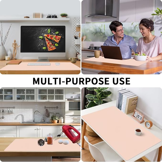 Bloss Pink Desk Mat, Leather Desk Pad, Desk Matt for Desktop, Waterproof Desk Pad Mat, Computer Mat for Office Work/Home/Decor/Desk Protector/Cover(31.5 x 15.7 Inches)