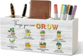 Boho Plant Classroom Pencil Pen Holder for Office Desk Organizer, Counseling Calming Office Wooden Box Decorations for Students College Boys Girls Teachers First Day of School