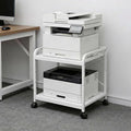 2 Tier Large Printer Stand, 20 Inches Deep Under Desk Printer Table with Height Adjustable Shelf, Rolling Printer Cart with Wheels for Home Office Storage - White