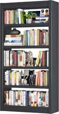 OSEILLC Bookshelf,61 Inch Tall 5-Tier Bookcase, Modern Bookshelves with Adjustable Shelves, Book Shelf for Home Office, Living Room, Garage, Minimalist Lifestyle & Small Space Living(Black)