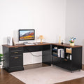 60" Farmhouse Executive Desk and 40" Mobile File Cabinet Combination,L Shaped Executive Desk with Charging Station,Home Office Desk for Office Work,Home Study