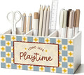 Kids Playroom Pen Pencil Holder for Desk, Playroom Decor, Long Live Playtime Wooden Box Sign Decorations for Kids Boys Girls Room Bedroom Playroom Classroom Desk Tabletop