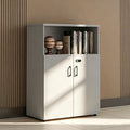 File Cabinet with Password Lock, Wood Lateral Filing Cabinet for Letter/A4 Files, 3 Drawer with Door, Printer Stand with Open Shelves for Home Office