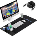 Wireless Charging Mouse Pad with Foldable Phone Holder, 15W Magnetic Fast Charging for iPhone Samsung, 31.5"x15.75" Large Desk Mat for Laptop/Keyboard, Waterproof Gaming Mousepad with Non-Slip Base