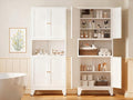 Metal Storage Cabinet, 69" Tall Bathroom Cabinets with 4 Doors & 3 Adjustable Shelves Large Cupboard, White Metal Pantry Cabinets for Kitchen, Home Office, Garage, Warehouse