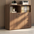 File Cabinet with Password Lock, Wood Lateral Filing Cabinet for Letter/A4 Files, 3 Drawer with Door, Printer Stand with Open Shelves for Home Office
