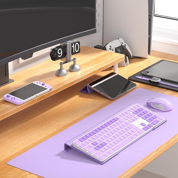 WINFFOR Comfortable Computer Keyboard Stand - Ergonomic Keyboard Riser Acrylic Tilted Keyboard Holder for Easy Typing&Working at Home Office - Fits All Keyboard Sizes - 17'' Wide (Purple)