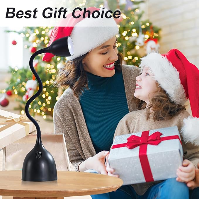 EJIAXIN Desk Lamp for Home Office, LED Reading Light, Small Adjustable Flexible Gooseneck Table Lamp, Eye-Caring Desk Lamp for College Dorm Room Study Lamp, Black