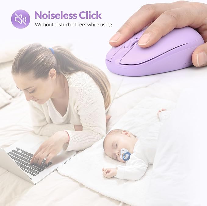 Rii Wireless Mouse RM700 2.4G Silent Mouse with USB Nano Receiver for Laptop,PC,Mac,Chromebook,Windows (Purple)