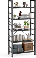 DUMOS 5 Tiers Open Bookshelf, Classic Freestanding Tall Display Shelf, Multifunctional Storage Organizer Rack for Living Room Home Office, Sturdy Bookcase for CDs/Books/Movies, Modern Black