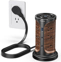 Flat Plug Surge Protector Power Strip Tower with 12 Outlets 3 USB(2 Type C), 6.5 FT Ultra Flat Extension Cord with Multiple Outlets, Charging Station with Screw Wall Mount for Home Office Dorm