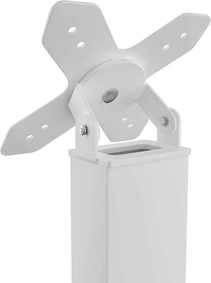 Metal Pole Floor Stand- CTA Premium Thin Profile Retail & Tradeshow Stand with VESA Plate and Base – Compatible with CTA’s Locking Mount (PAD-PARAW) or Any VESA Compatible Mount (ADD-CHKW) - White